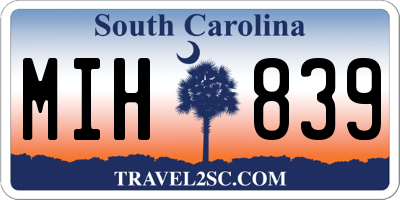 SC license plate MIH839