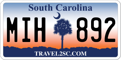 SC license plate MIH892