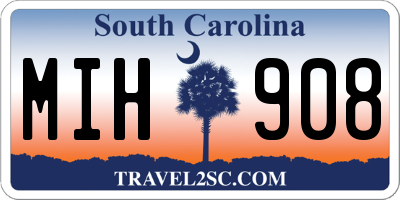 SC license plate MIH908