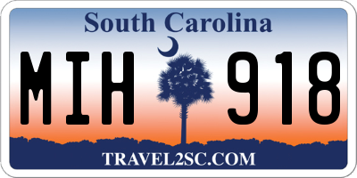 SC license plate MIH918