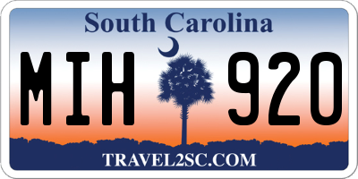 SC license plate MIH920