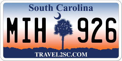 SC license plate MIH926
