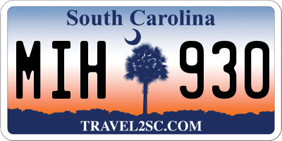 SC license plate MIH930