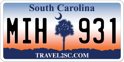 SC license plate MIH931