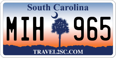 SC license plate MIH965