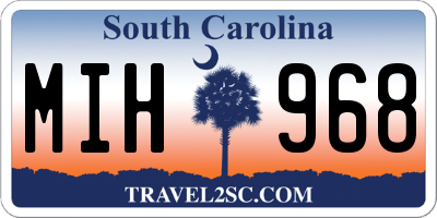 SC license plate MIH968
