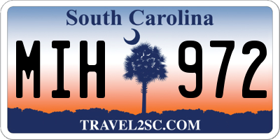 SC license plate MIH972