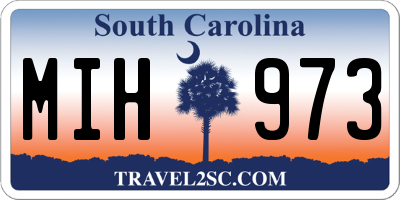 SC license plate MIH973