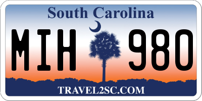 SC license plate MIH980