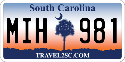 SC license plate MIH981