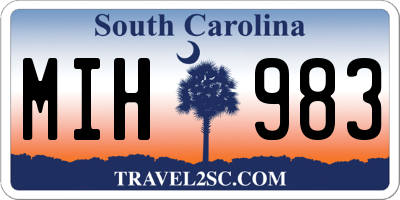 SC license plate MIH983