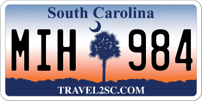 SC license plate MIH984
