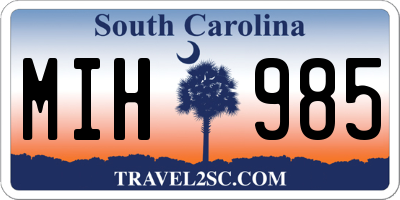 SC license plate MIH985