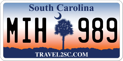 SC license plate MIH989