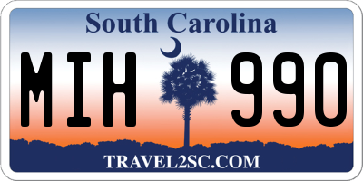SC license plate MIH990
