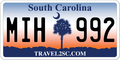 SC license plate MIH992