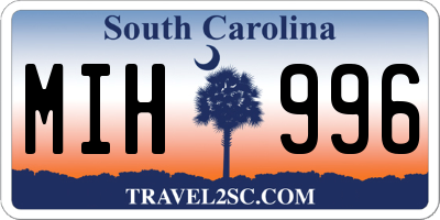 SC license plate MIH996