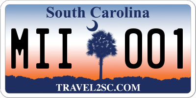 SC license plate MII001
