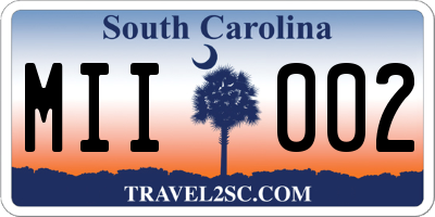SC license plate MII002