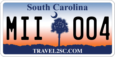 SC license plate MII004
