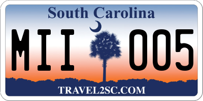 SC license plate MII005