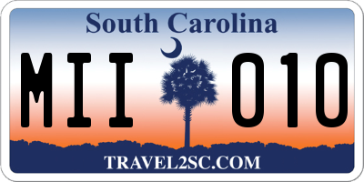 SC license plate MII010