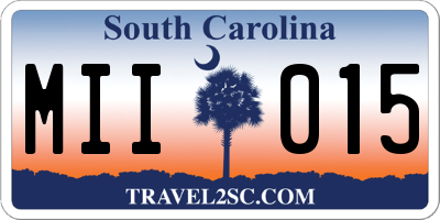 SC license plate MII015