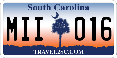 SC license plate MII016