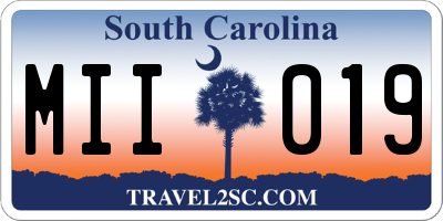 SC license plate MII019