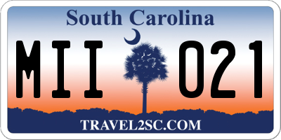 SC license plate MII021