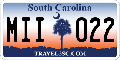 SC license plate MII022