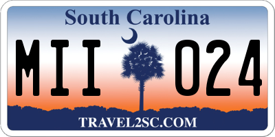 SC license plate MII024