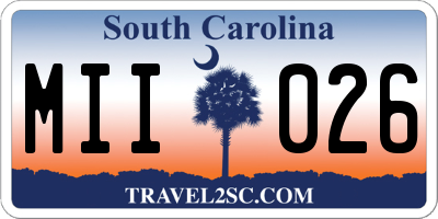 SC license plate MII026