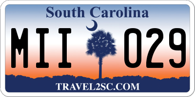 SC license plate MII029