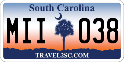 SC license plate MII038
