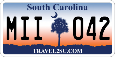 SC license plate MII042