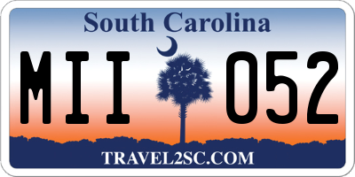 SC license plate MII052