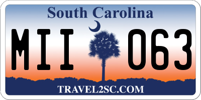 SC license plate MII063