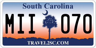 SC license plate MII070