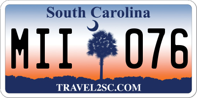 SC license plate MII076