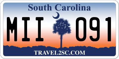 SC license plate MII091