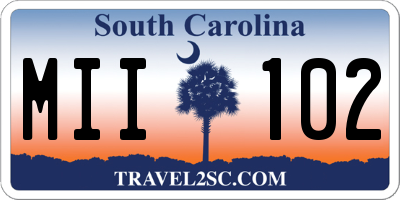 SC license plate MII102