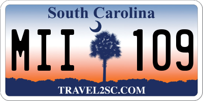 SC license plate MII109