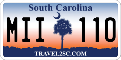SC license plate MII110