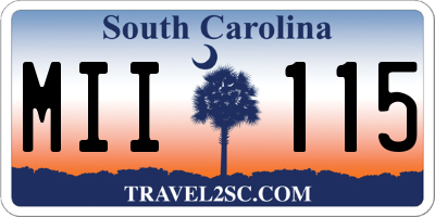 SC license plate MII115