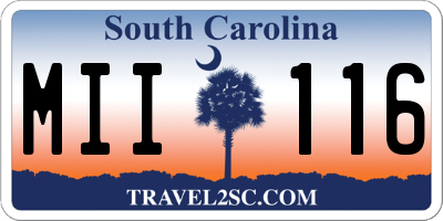 SC license plate MII116