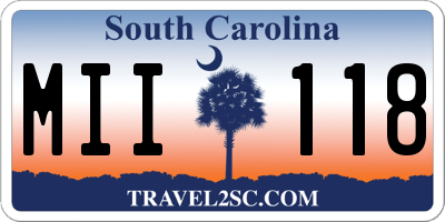 SC license plate MII118