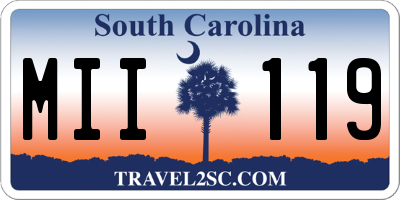 SC license plate MII119