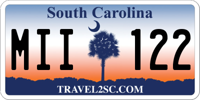 SC license plate MII122