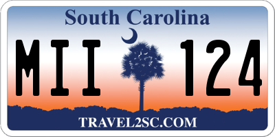 SC license plate MII124